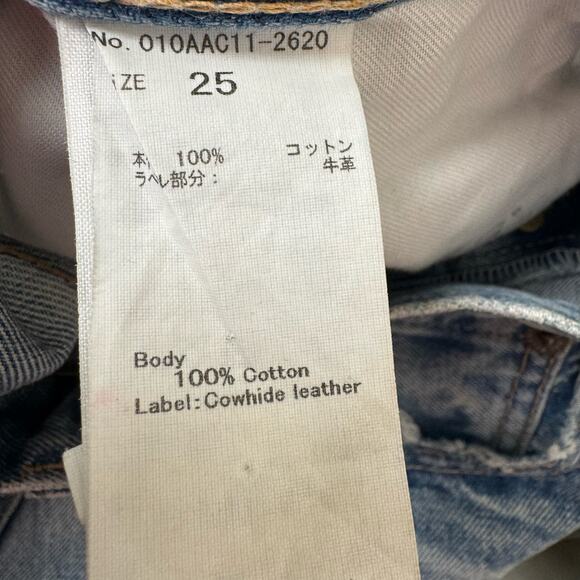 Moussy Howa Distressed Tapered Jeans Medium Wash Blue Mid Waist Ripped Crop 25 - Picture 12 of 14